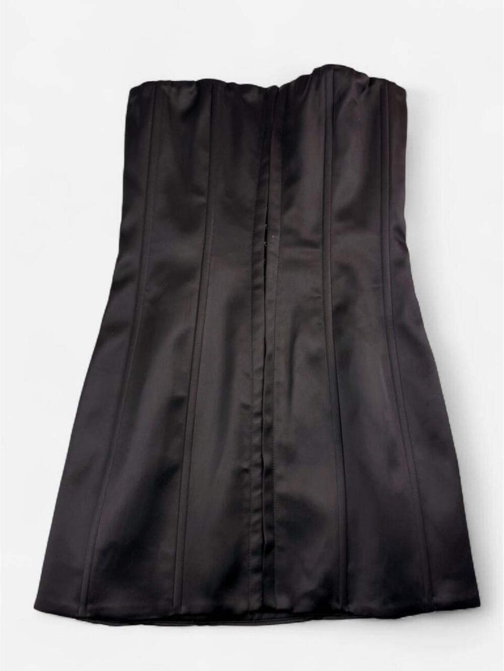 Danielle Guizio Satin Corset Mini Dress in Black